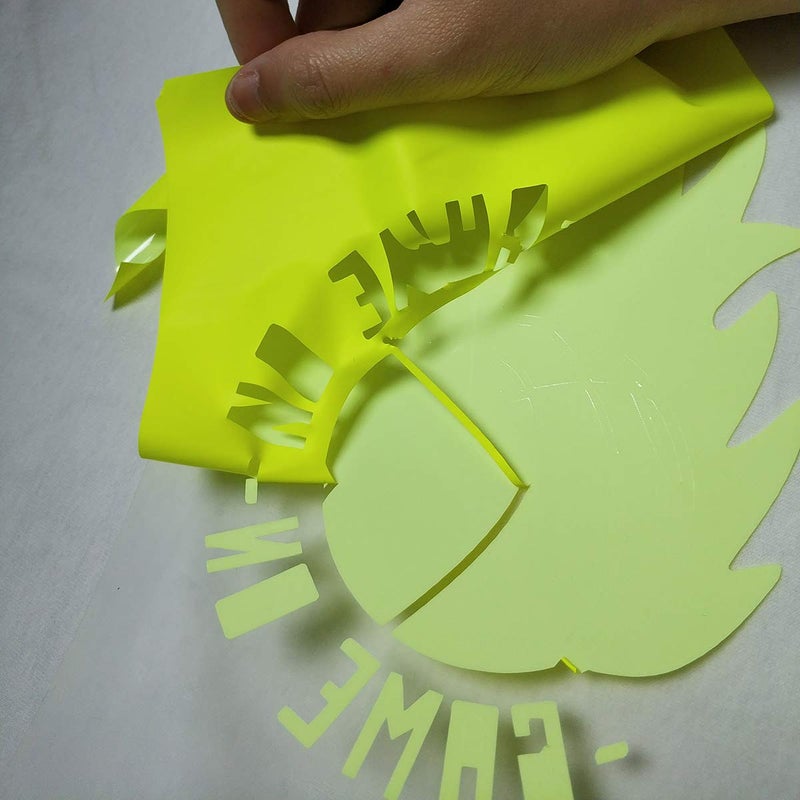 FUNKAKA Neon Yellow HTV Heat Transfer Vinyl Rolls, 12" x 9ft Fluorescent Yellow Iron on Vinyl for T-Shirt, Stretchy PU HTV Vinyl for All Cutter Machines Easy to Cut & Weed for Heat Vinyl Design - Image 4